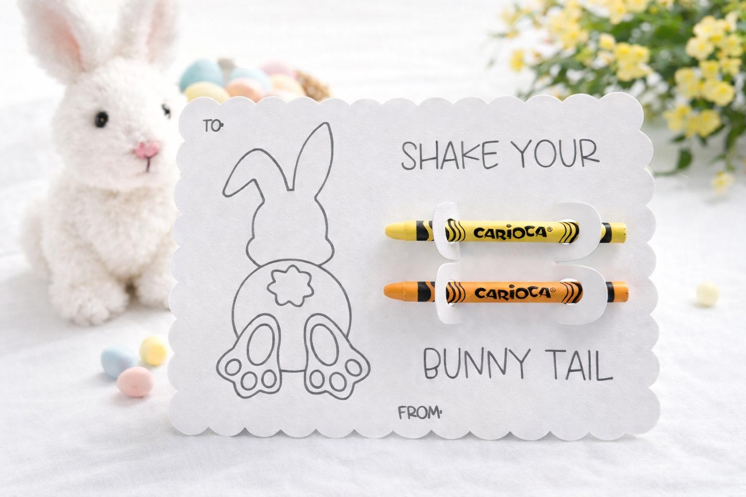Easter Bunny Crayon Holder Printable – Shake Your Bunny Tail Card, Kids Easter Party Favor