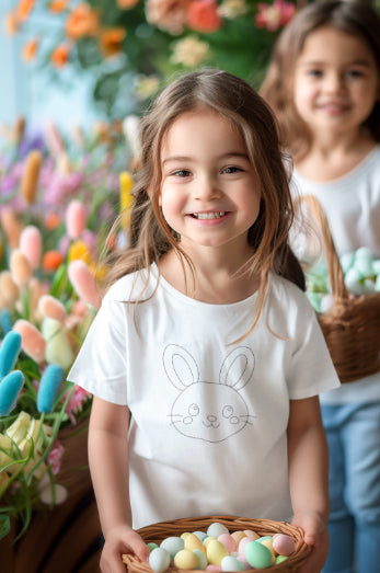 Cute Easter Bunny Sketch PNG | Minimal Bunny Face Outline | One-Layer Easter Design | Spring Clipart