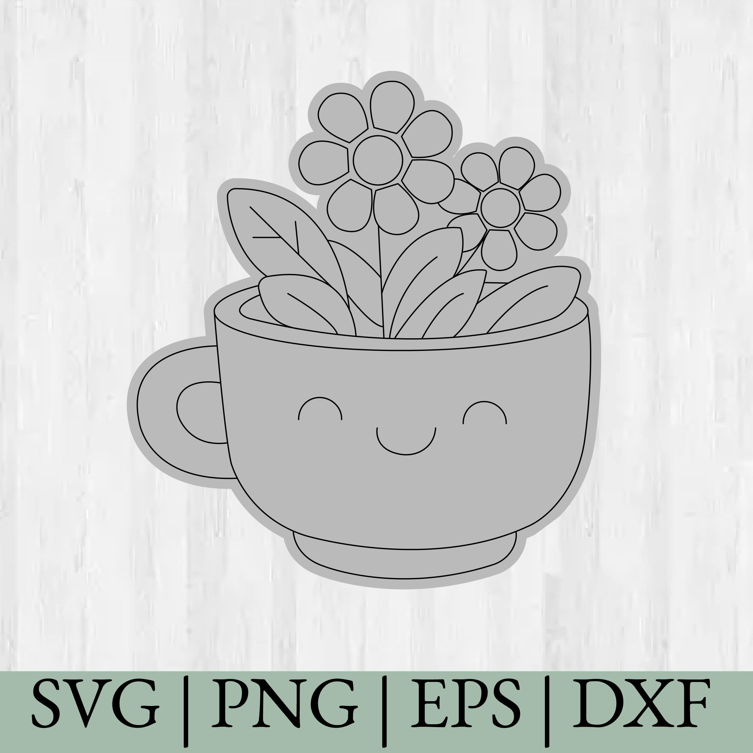 Cute Kawaii Plant pot - Garden SVG, Cricut cut files, Silhouette cut files, Instant download