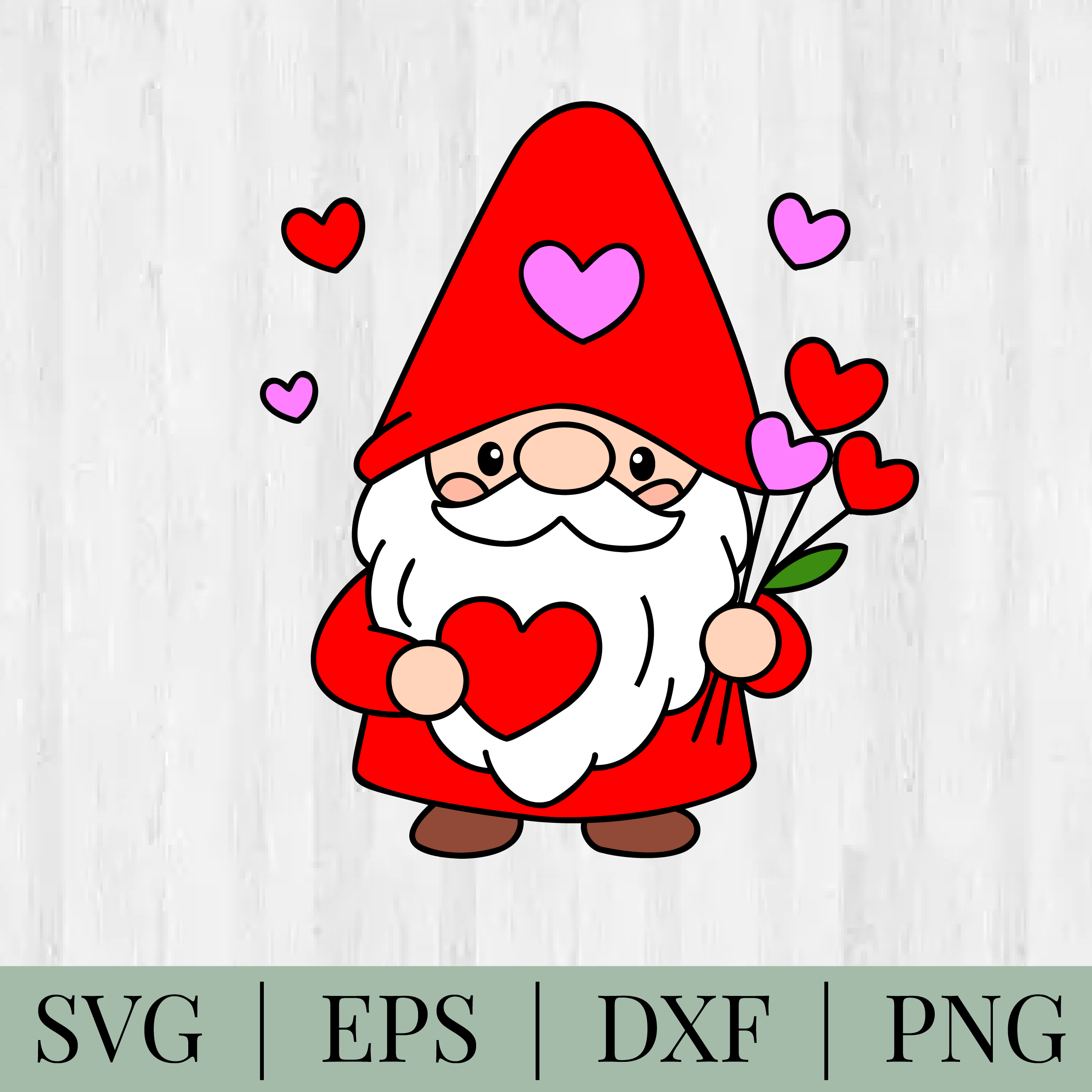 Valentines Gnome SVG: Valentines Cut File (Digital Download)
