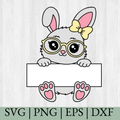 Cute Easter Bunny, Easter SVG, Monogram, Cricut Cut Files, Instant Downloads