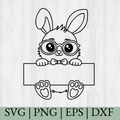 Cute Easter Bunny Outline, Easter SVG, Monogram, Cricut Cut Files, Instant Downloads