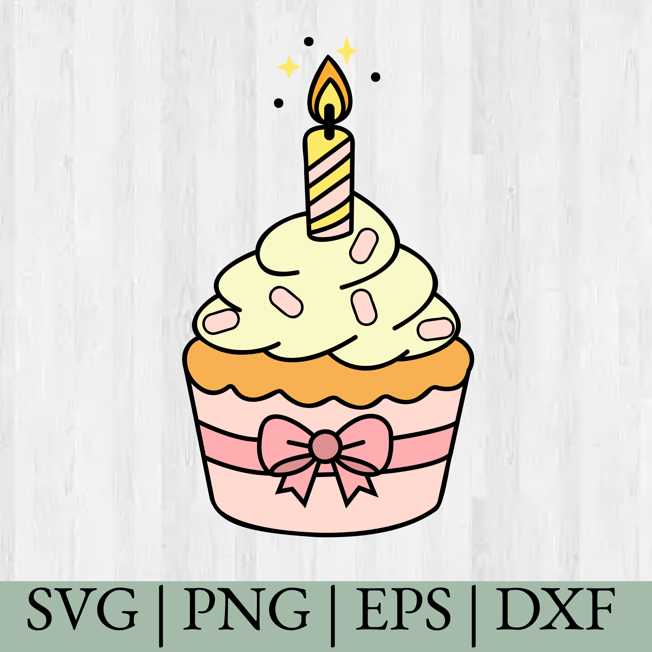 Cute Birthday Cupcake SVG with Candle – Kawaii Cupcake Clipart for Cricut & Silhouette