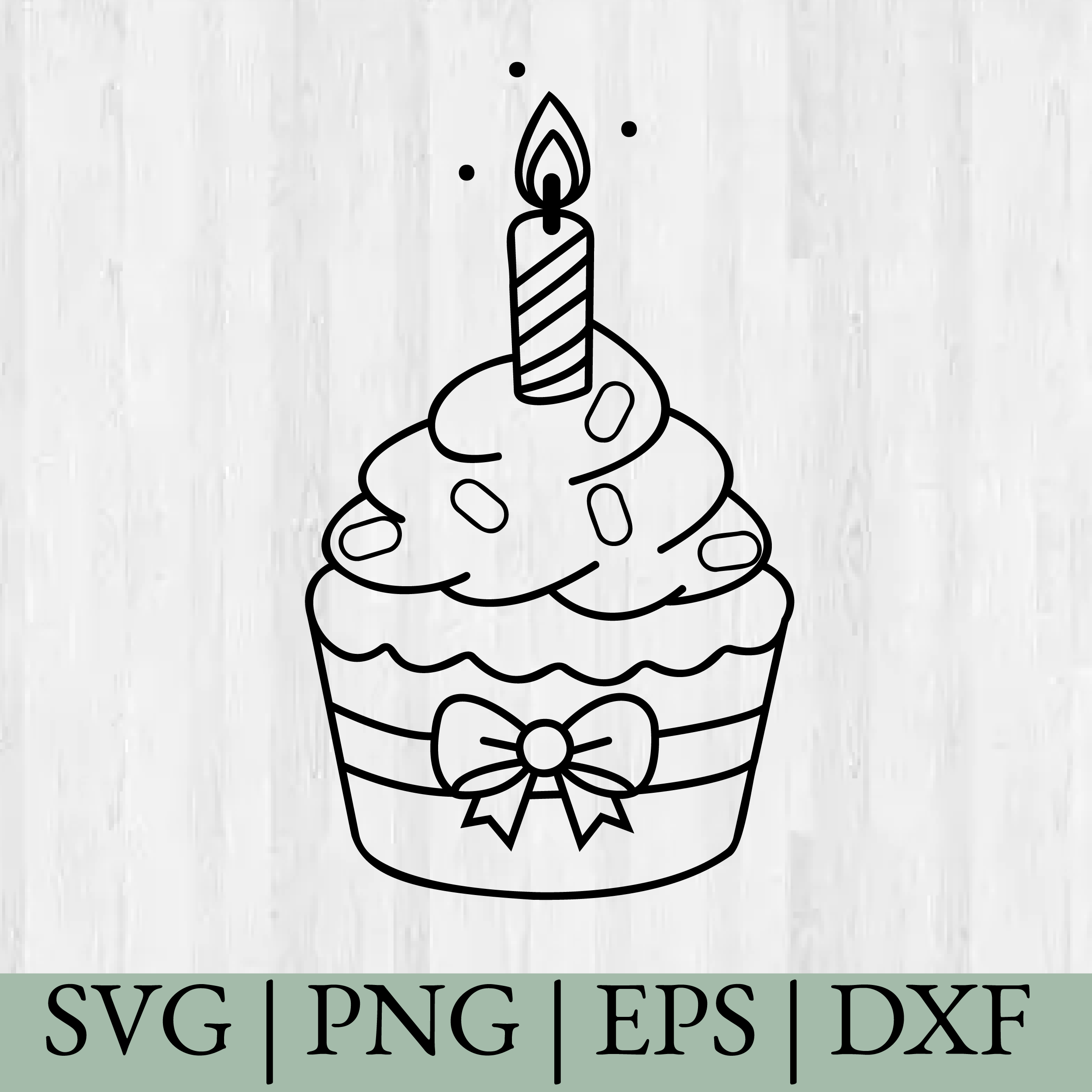 Cute Birthday Cupcake SVG with Candle – Kawaii Cupcake Clipart for Cricut & Silhouette