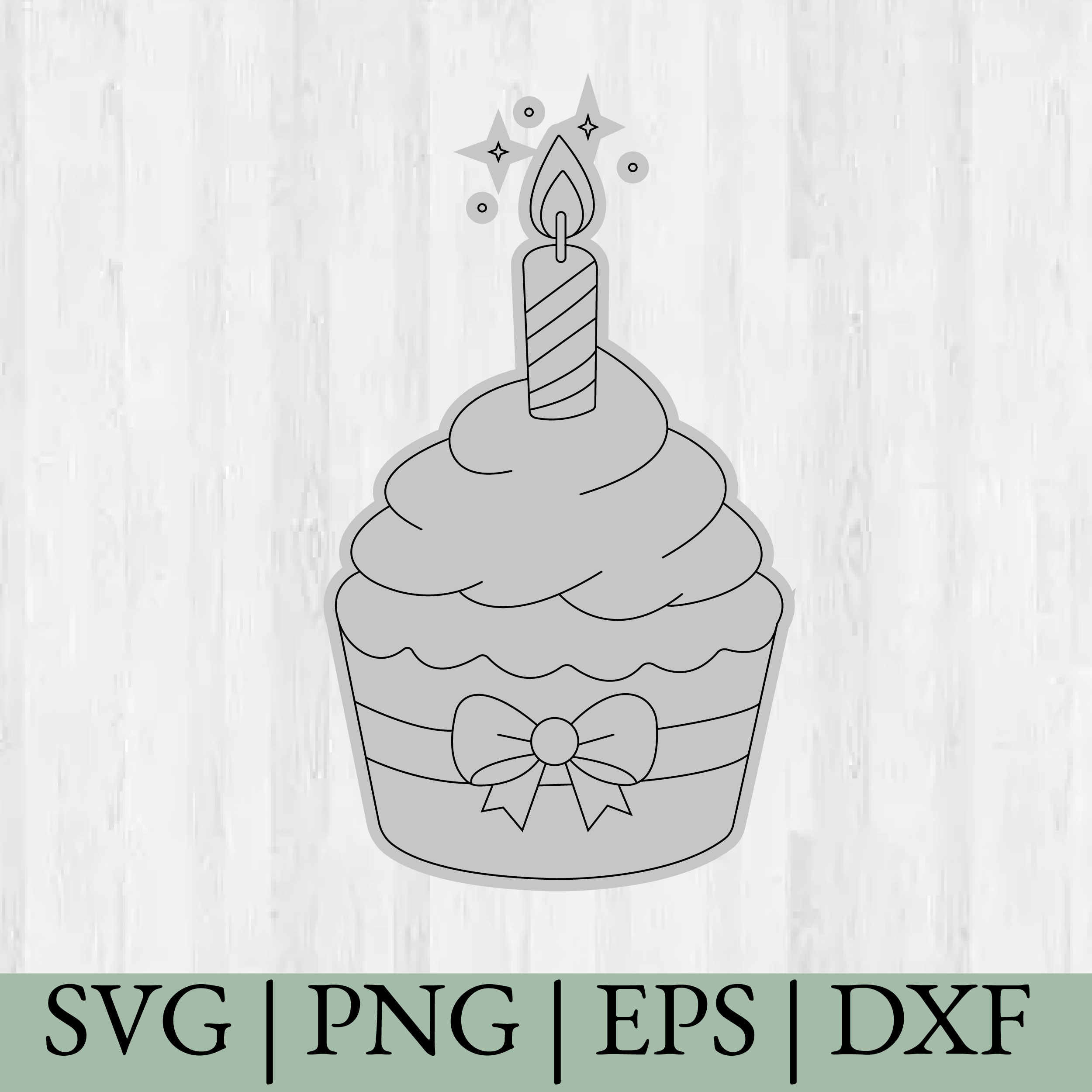 Cute Birthday Cupcake SVG with Candle – Kawaii Cupcake Clipart for Cricut & Silhouette