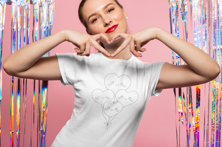 Kawaii Valentines Balloons Sketch SVG: Cricut Cut Files (Digital Download)