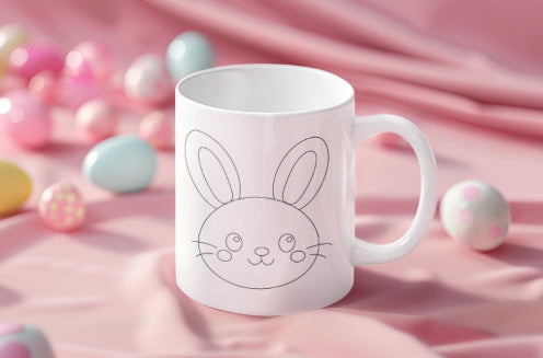Cute Easter Bunny Sketch PNG | Minimal Bunny Face Outline | One-Layer Easter Design | Spring Clipart
