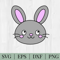 Cute Easter Bunny  PNG | Minimal Bunny Face| One-Layer Easter Design | Spring Clipart