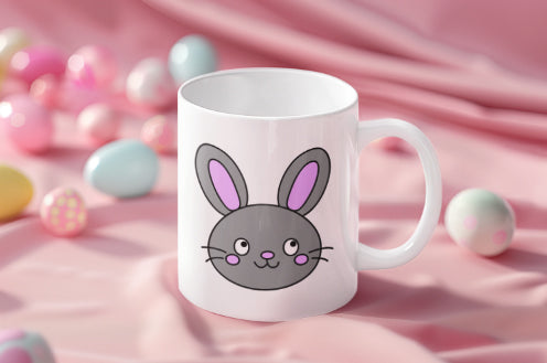 Cute Easter Bunny  PNG | Minimal Bunny Face| One-Layer Easter Design | Spring Clipart