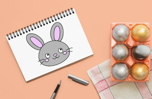 Cute Easter Bunny  PNG | Minimal Bunny Face| One-Layer Easter Design | Spring Clipart
