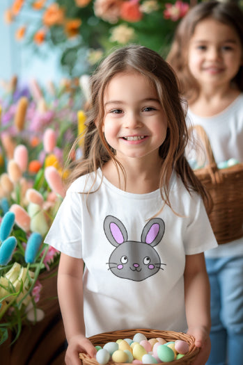 Cute Easter Bunny  PNG | Minimal Bunny Face| One-Layer Easter Design | Spring Clipart