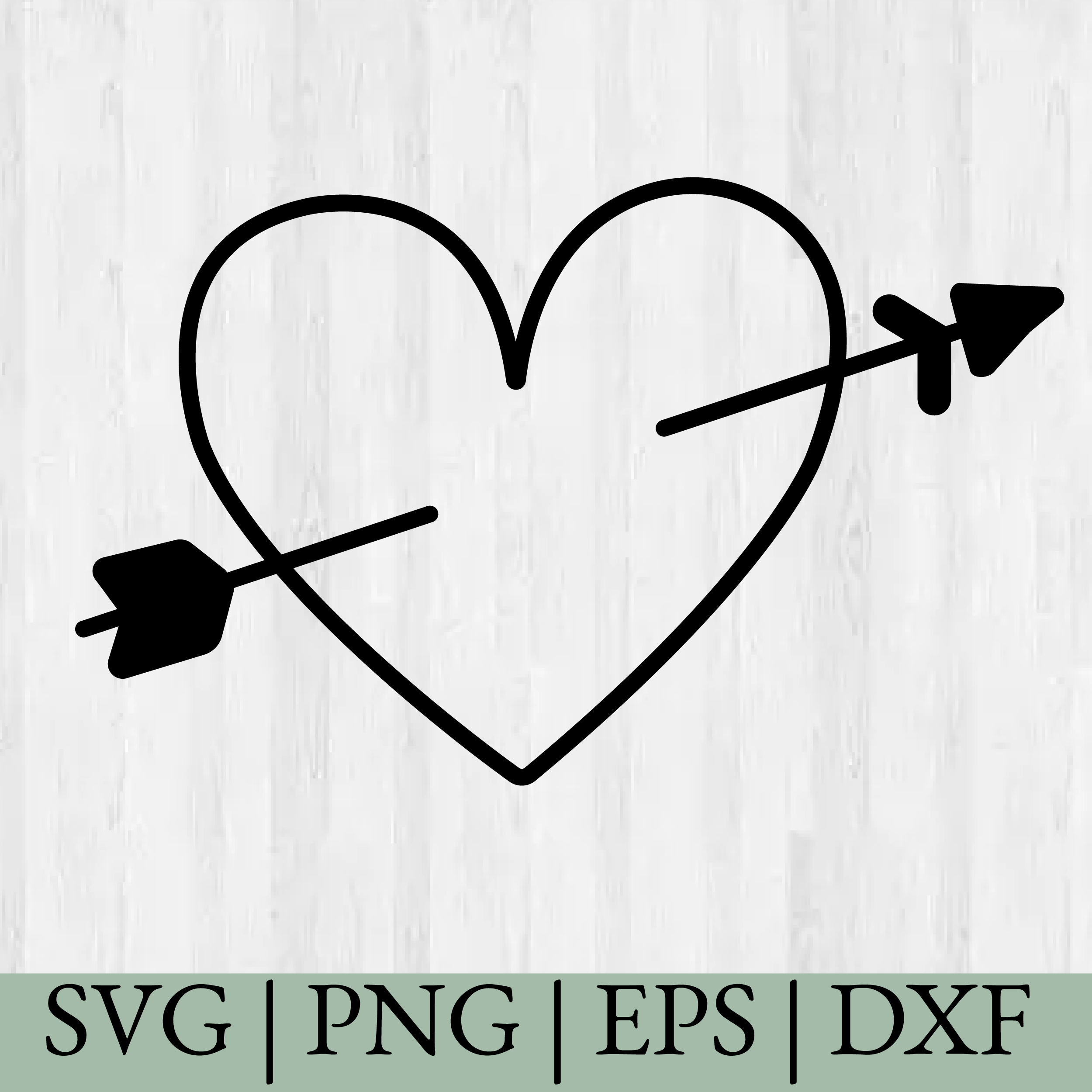 Cute Heart with Arrow SVG- Valentines SVG, Cricut Cut Files, Silhouette Cut Files, Instant Download