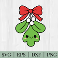 Kawaii Mistletoe SVG | Cute Christmas Mistletoe Cut File for Cricut & Silhouette