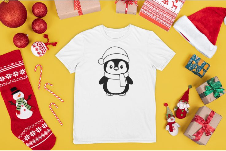 Penguin Outline SVG | Cute Winter Penguin Line Art Cut File for Cricut & Silhouette