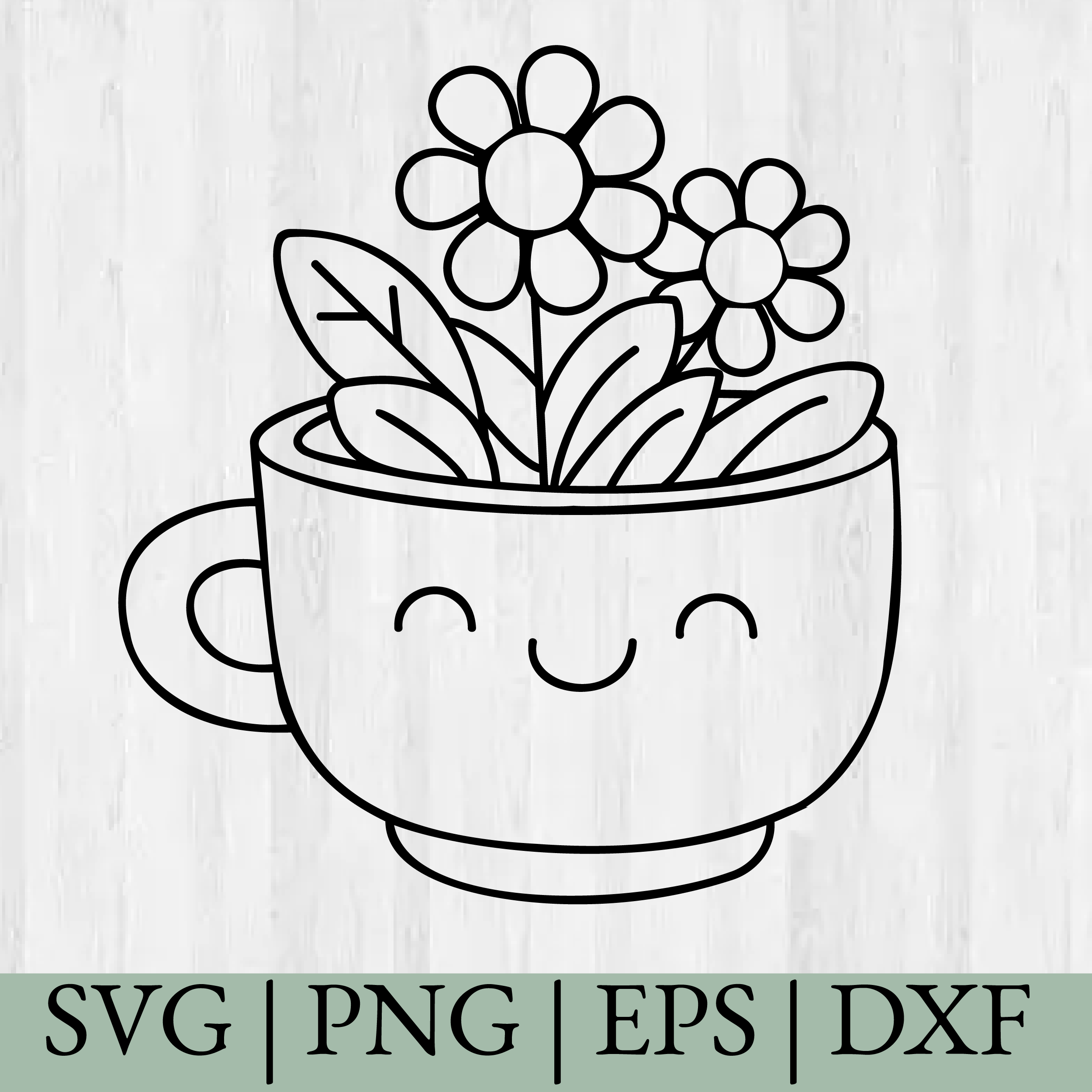 Cute Kawaii Plant pot - Garden SVG, Cricut cut files, Silhouette cut files, Instant download