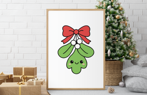 Kawaii Mistletoe SVG | Cute Christmas Mistletoe Cut File for Cricut & Silhouette